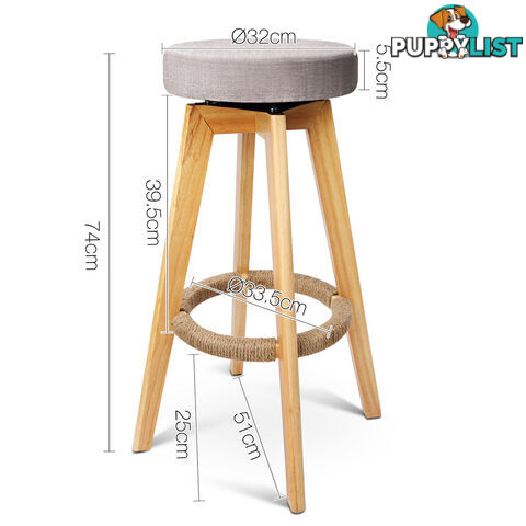 Set of 2 Swivel Seat Bar Stools - Taupe