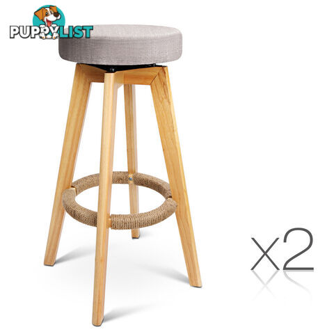 Set of 2 Swivel Seat Bar Stools - Taupe