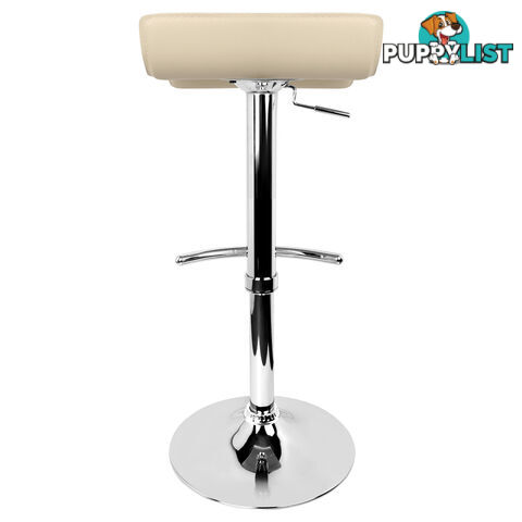 Set of 2 PVC Leather Kitchen Bar Stool Beige