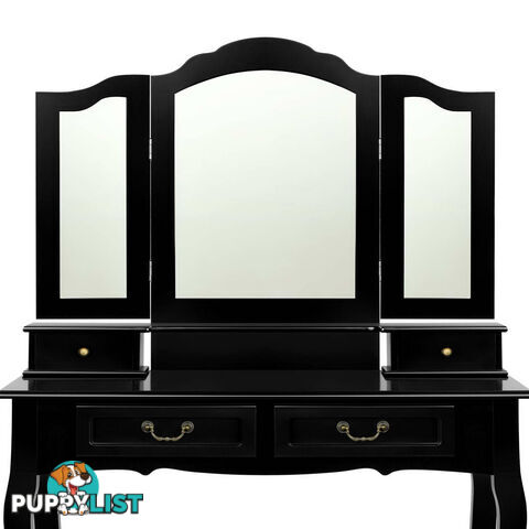 4 Drawer Dressing Table with Mirror - Black