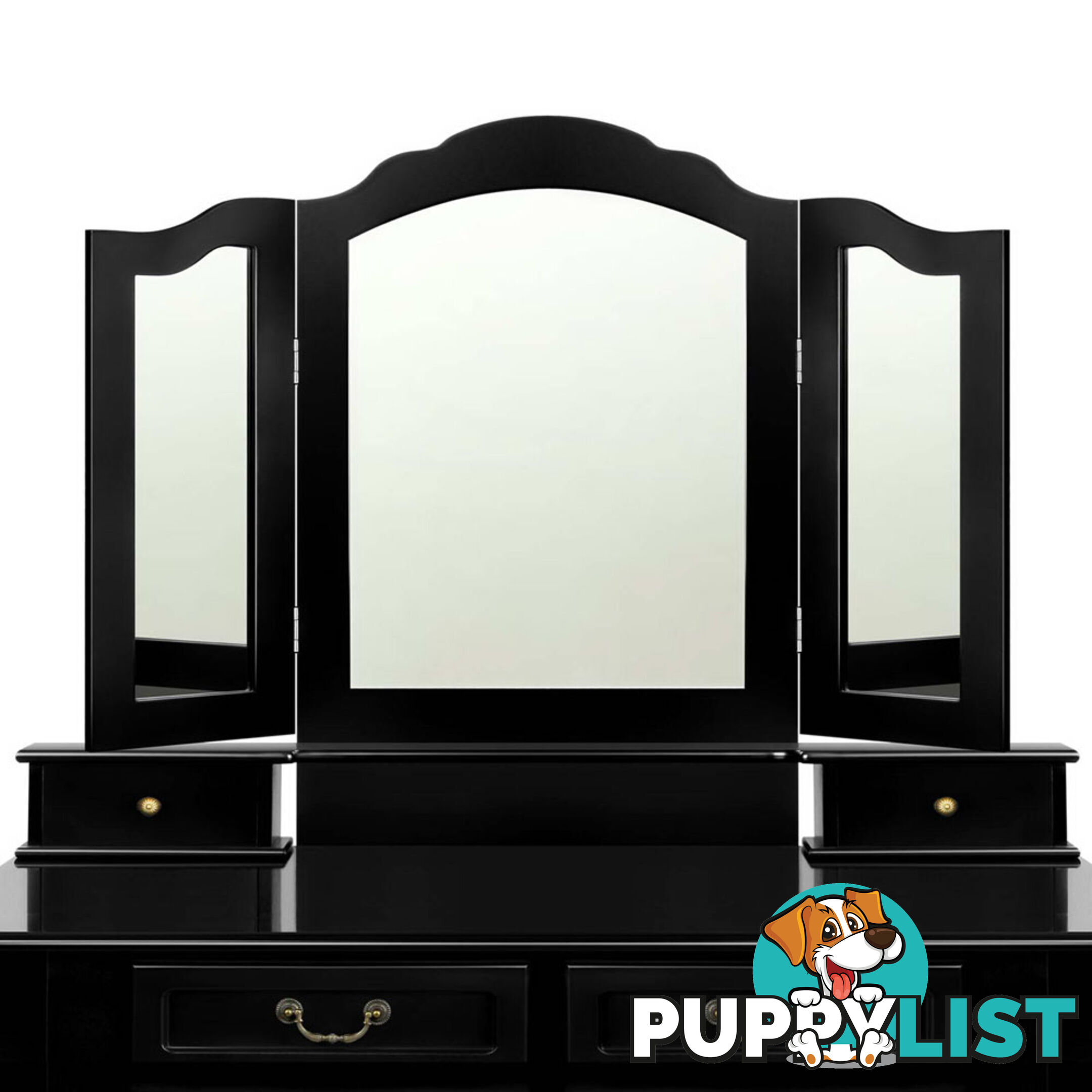 4 Drawer Dressing Table with Mirror - Black