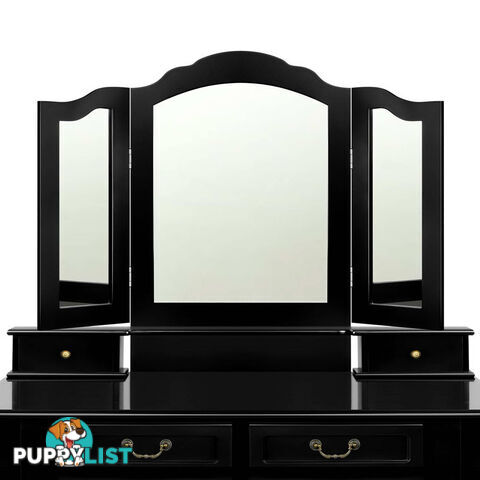 4 Drawer Dressing Table with Mirror - Black