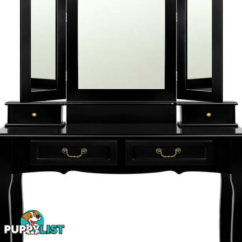 4 Drawer Dressing Table with Mirror - Black