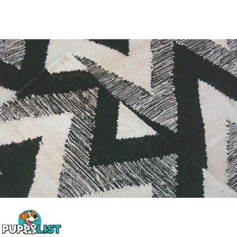 Chevron Durry Rug Black & White 160x230cm