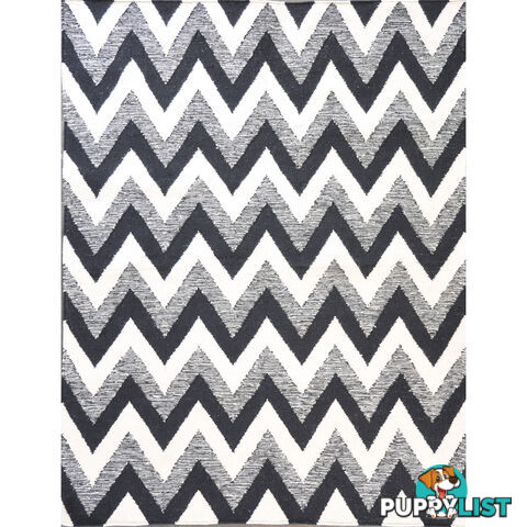 Chevron Durry Rug Black & White 160x230cm