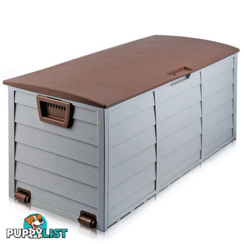 290L Plastic Outdoor Storage Box Container Weatherproof Brown Grey