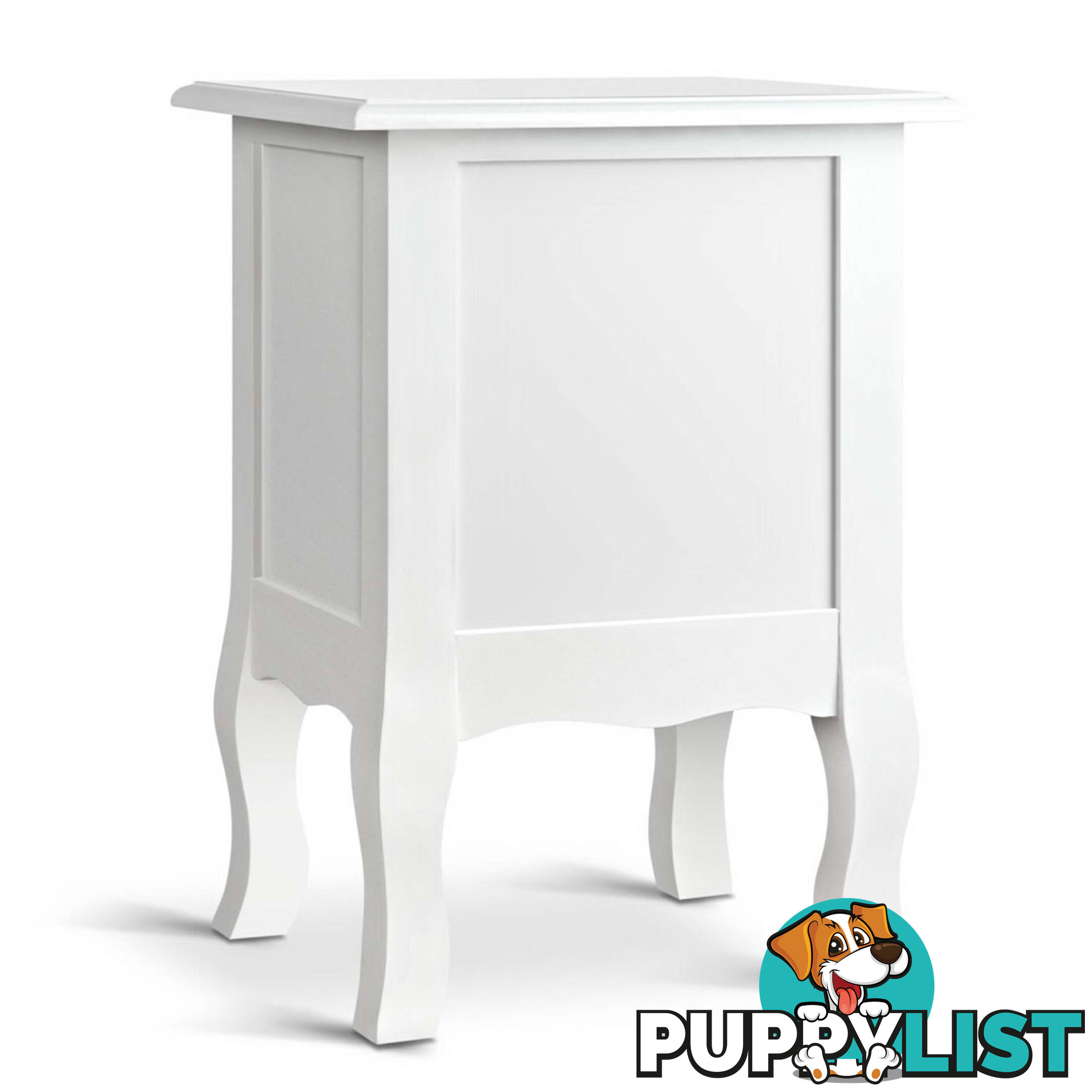 Vintage Style Bedside Side Table with 2 Drawers - White