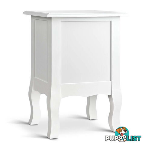 Vintage Style Bedside Side Table with 2 Drawers - White