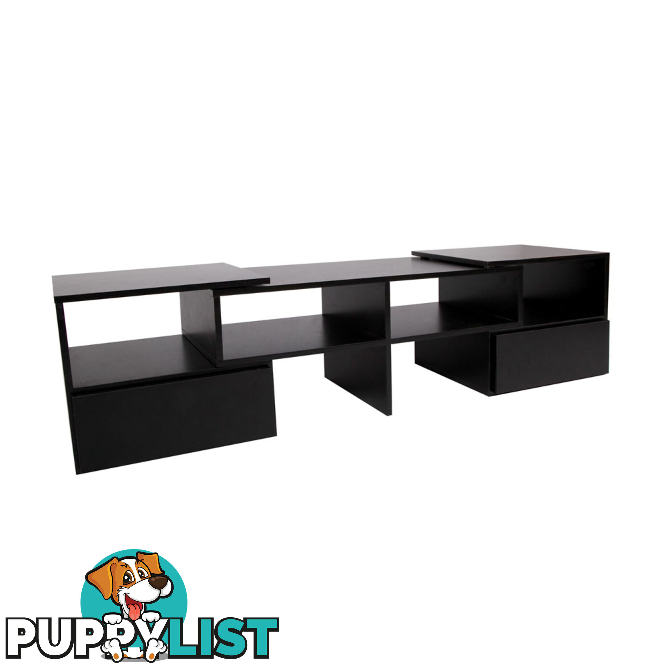 TV Stand Entertainment Unit Adjustable Cabinet Black