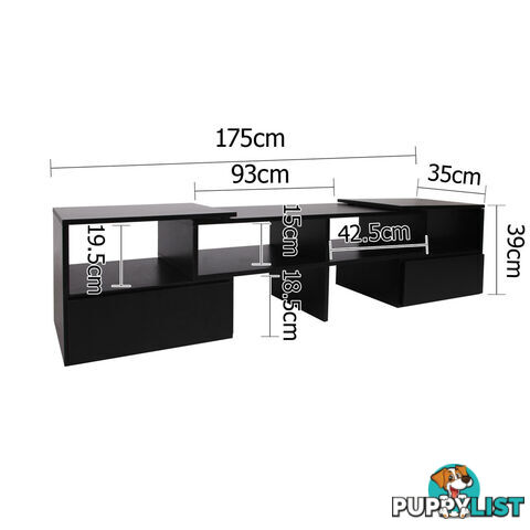 TV Stand Entertainment Unit Adjustable Cabinet Black