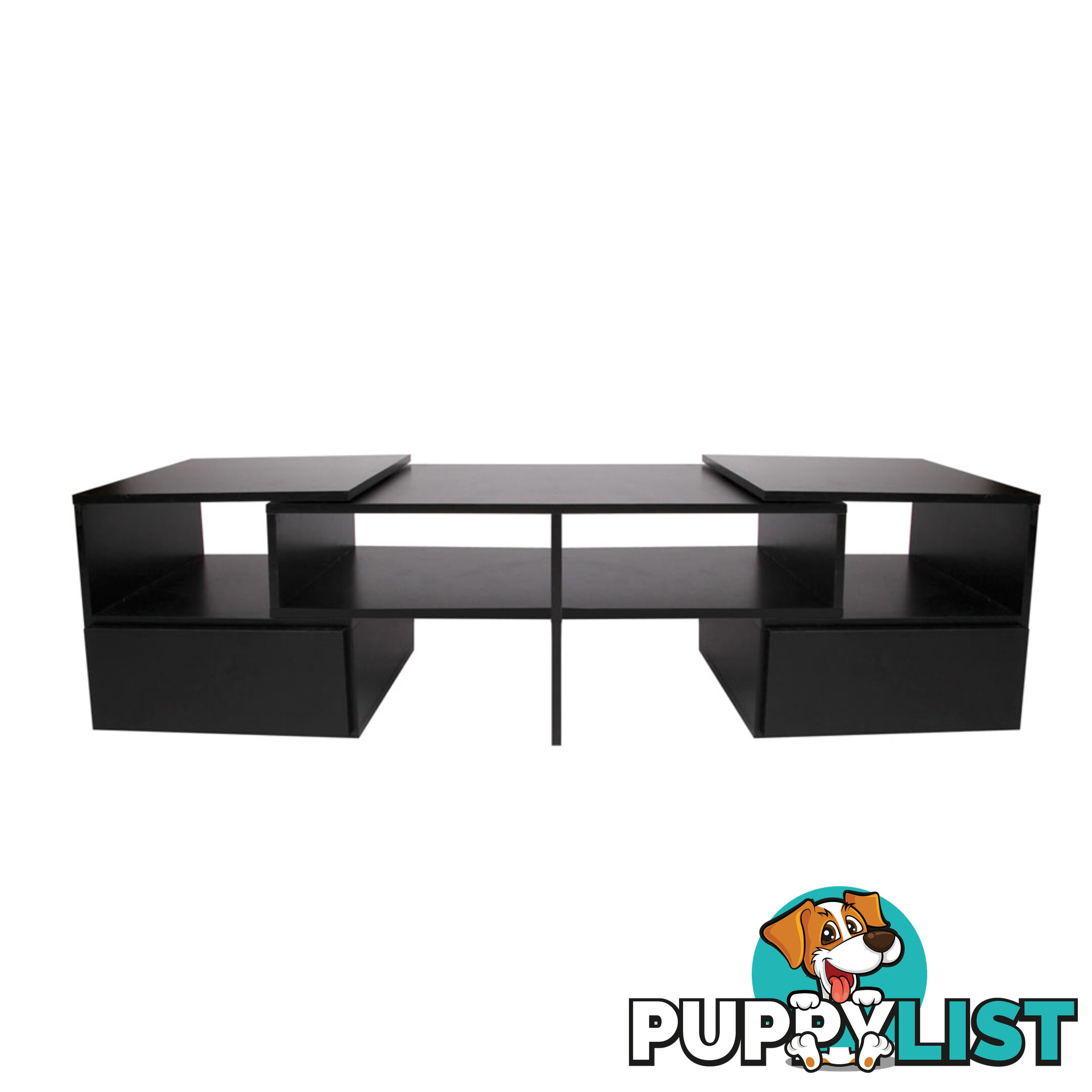 TV Stand Entertainment Unit Adjustable Cabinet Black