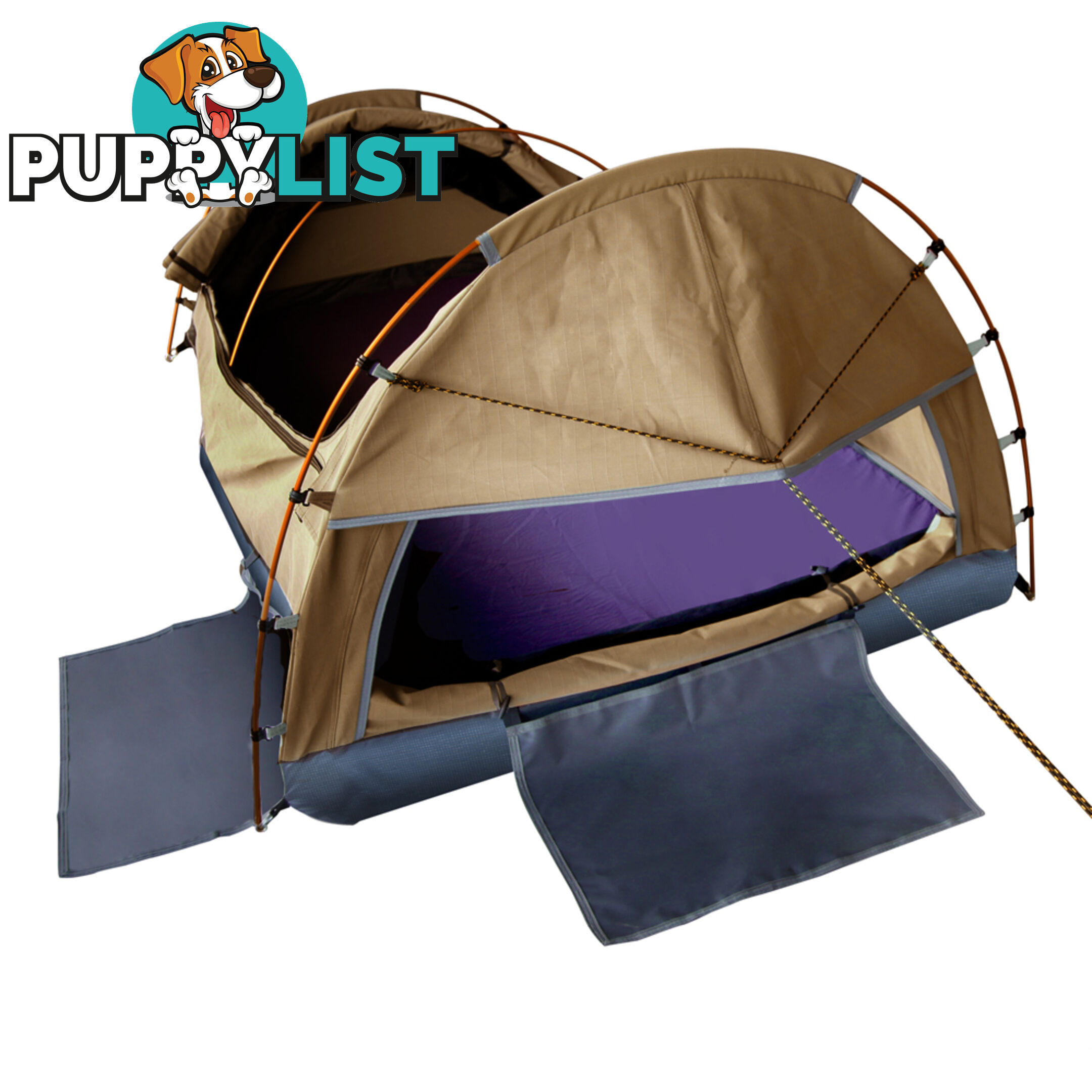 Double Camping Canvas Swag Tent Beige w/ Air Pillow