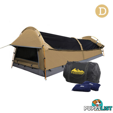 Double Camping Canvas Swag Tent Beige w/ Air Pillow