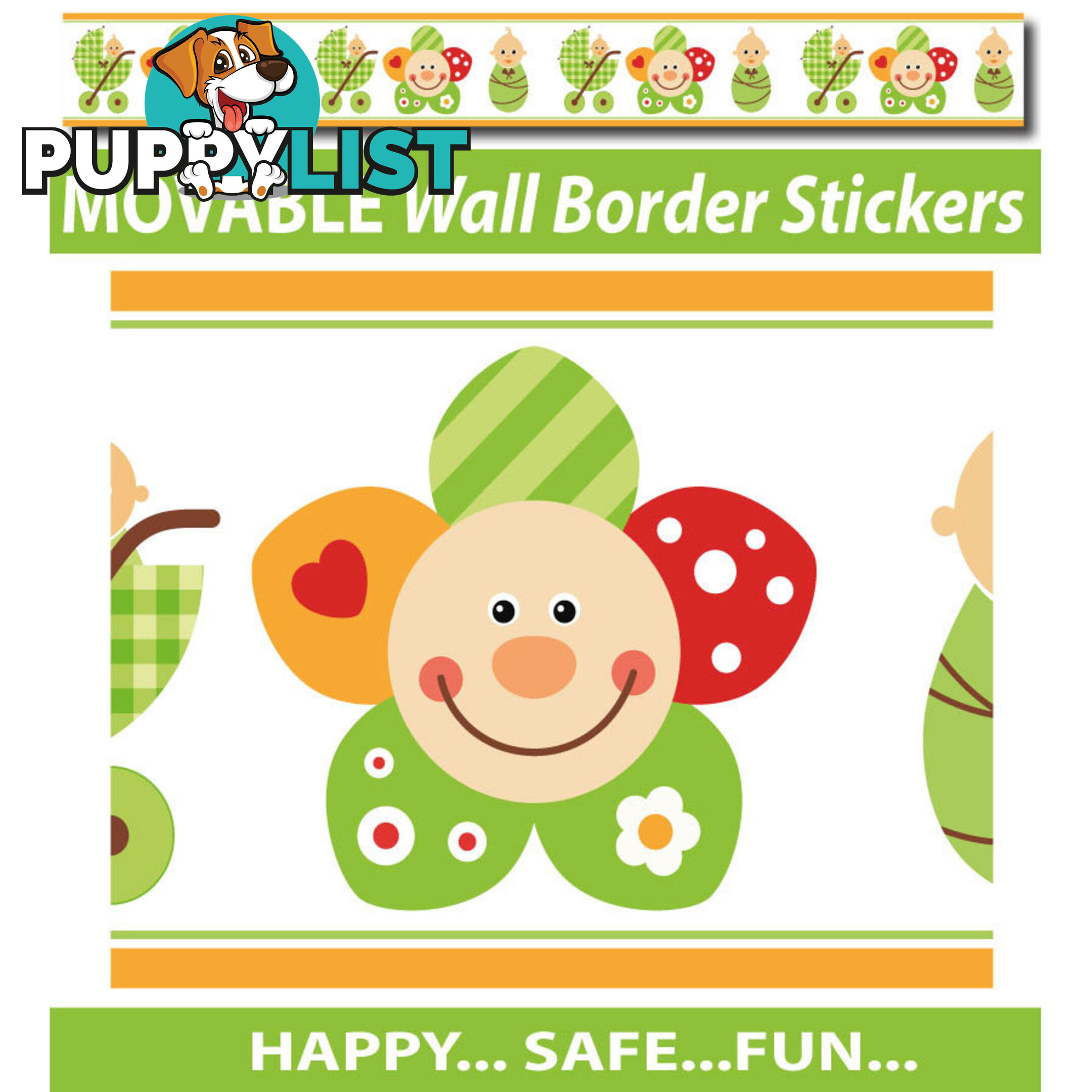 Smiley Flower Face Wall Border Stickers - Totally Movable