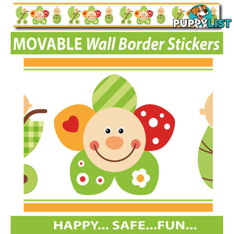 Smiley Flower Face Wall Border Stickers - Totally Movable