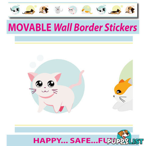 Cute Kittens Wall Border Wall Stickers - Totally Movable