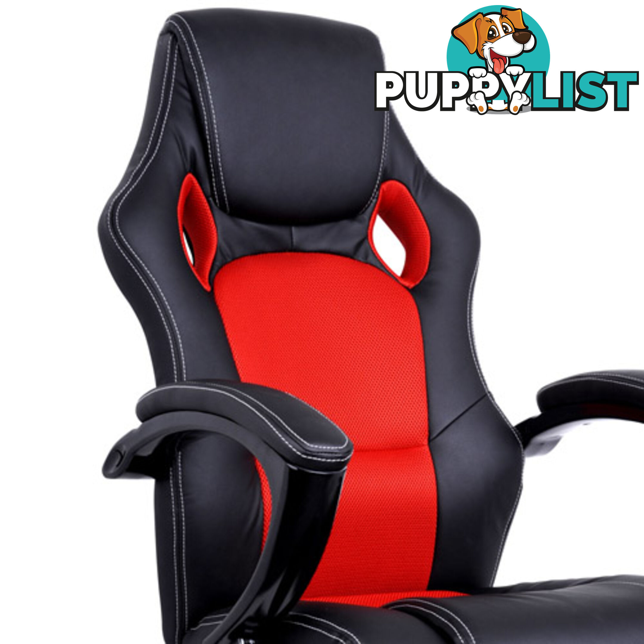 Executive PU Leather Office Computer Chair Black Red