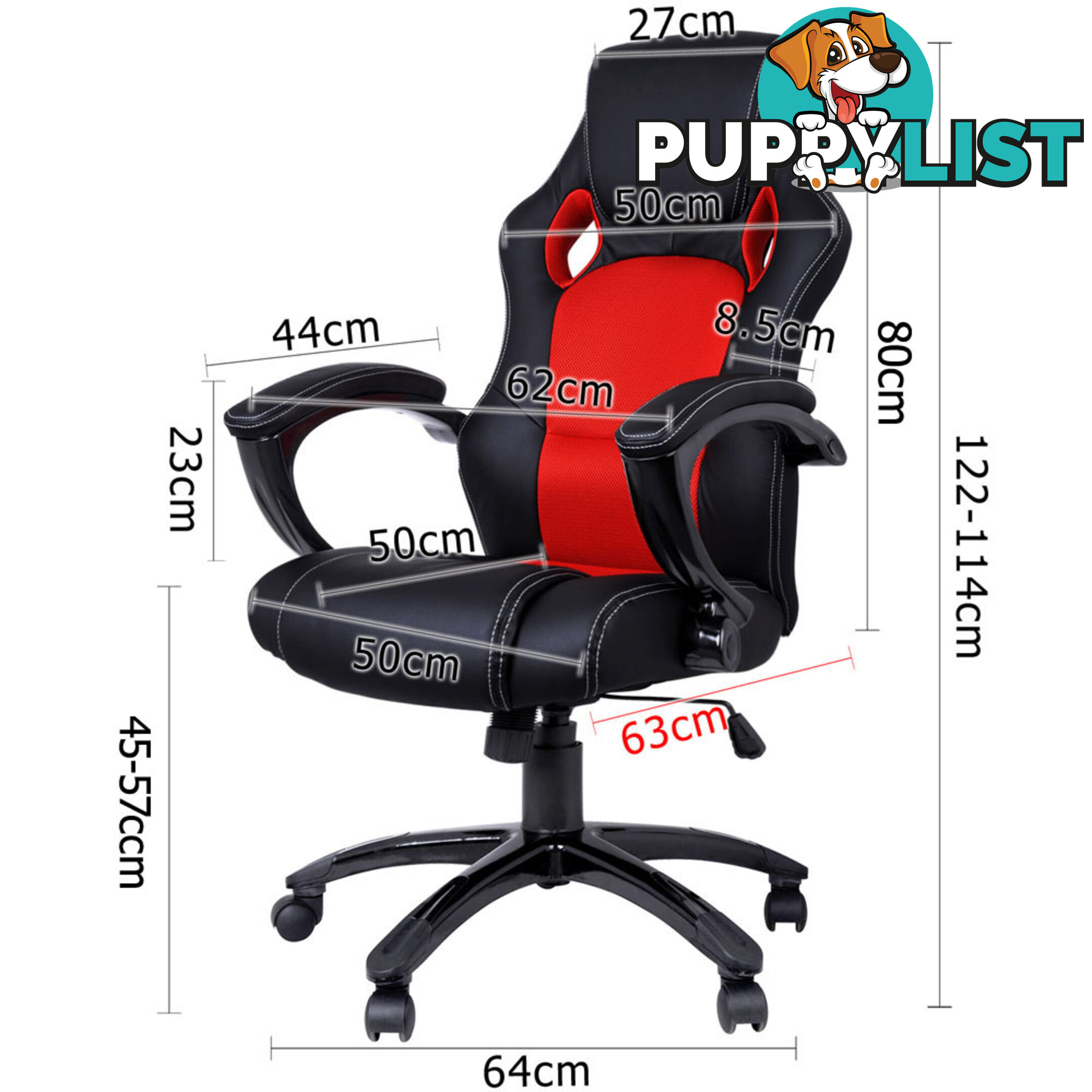 Executive PU Leather Office Computer Chair Black Red