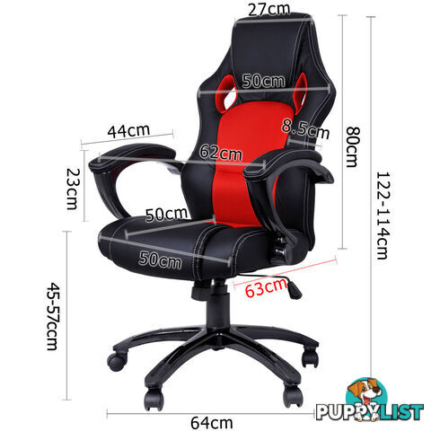 Executive PU Leather Office Computer Chair Black Red