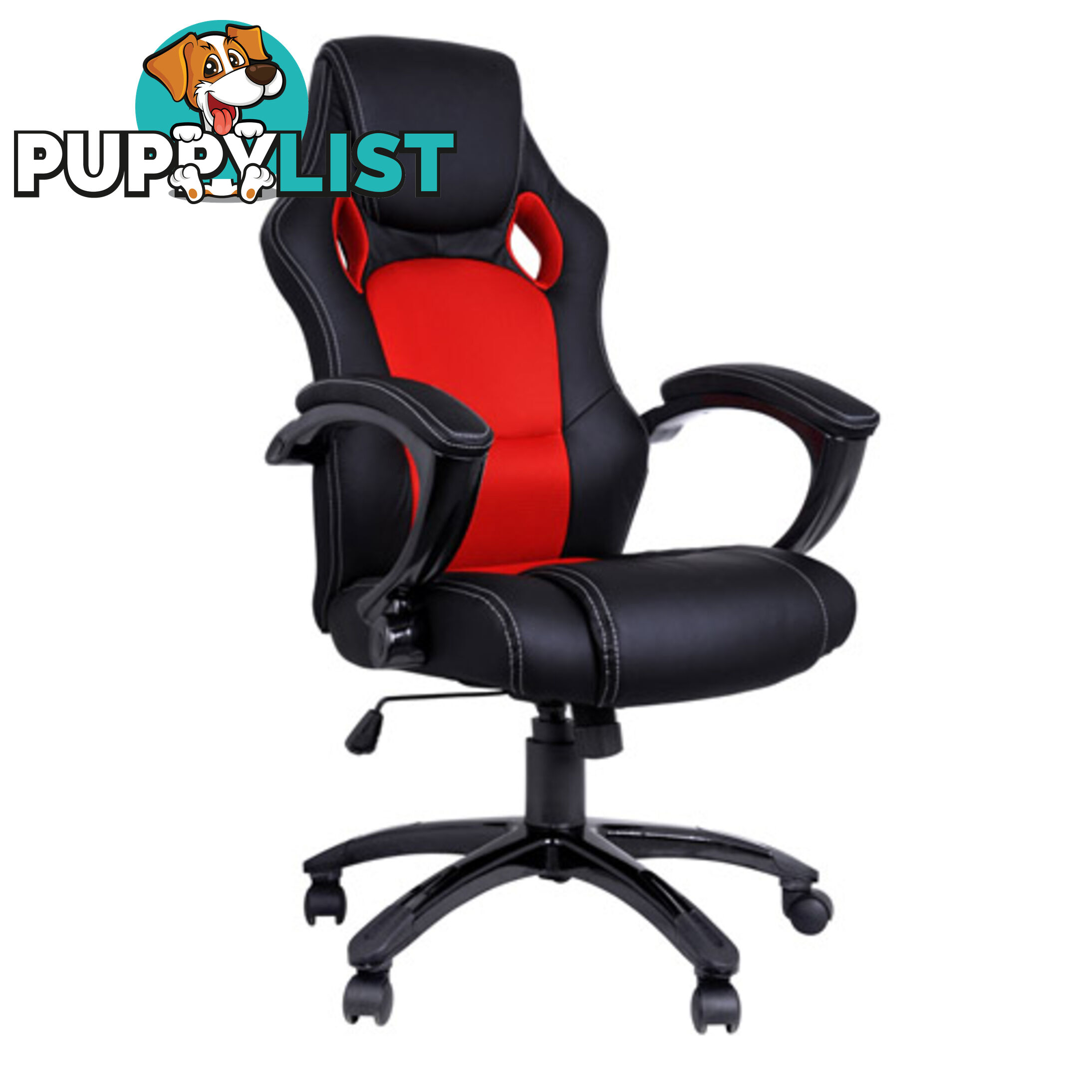 Executive PU Leather Office Computer Chair Black Red