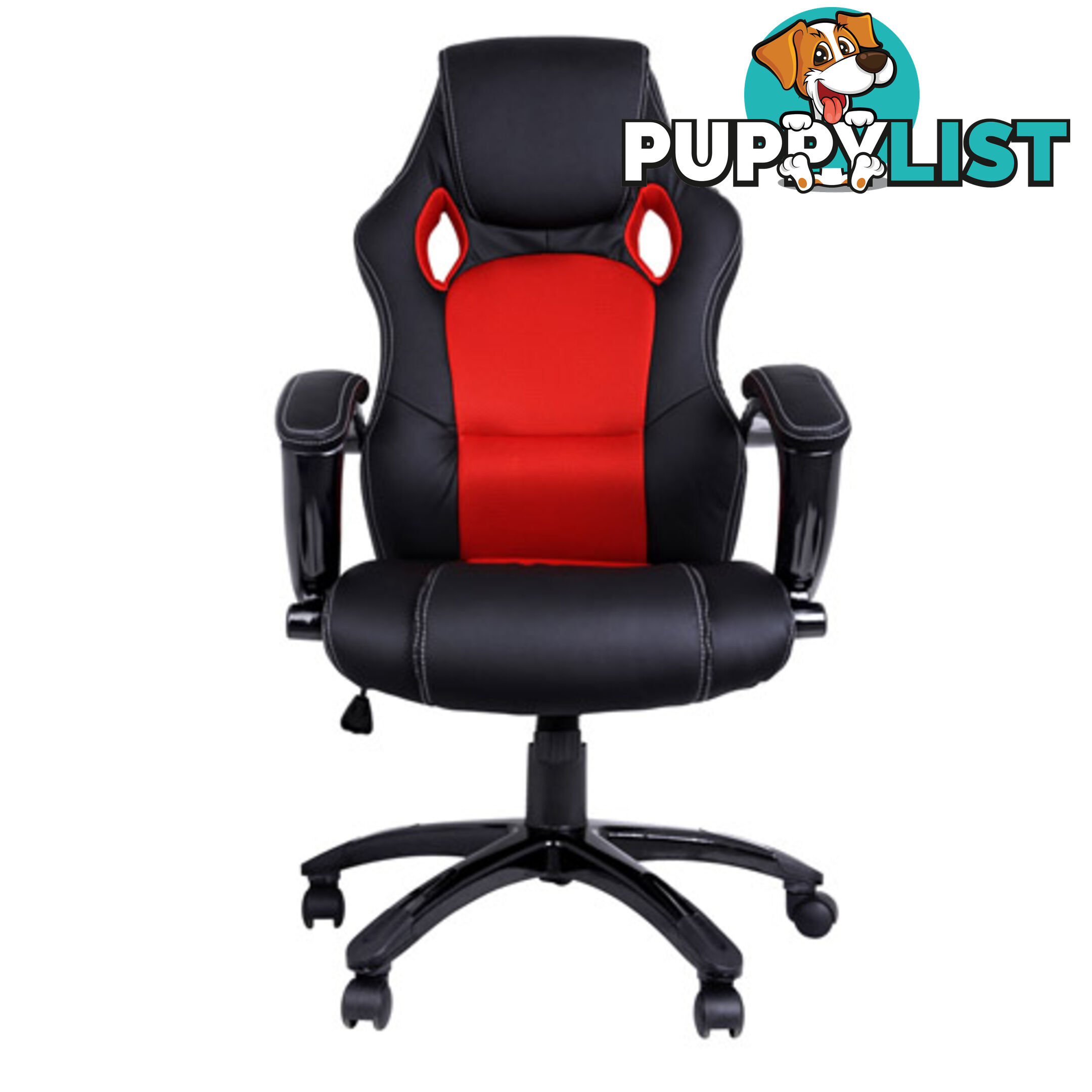 Executive PU Leather Office Computer Chair Black Red