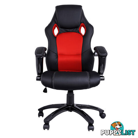 Executive PU Leather Office Computer Chair Black Red