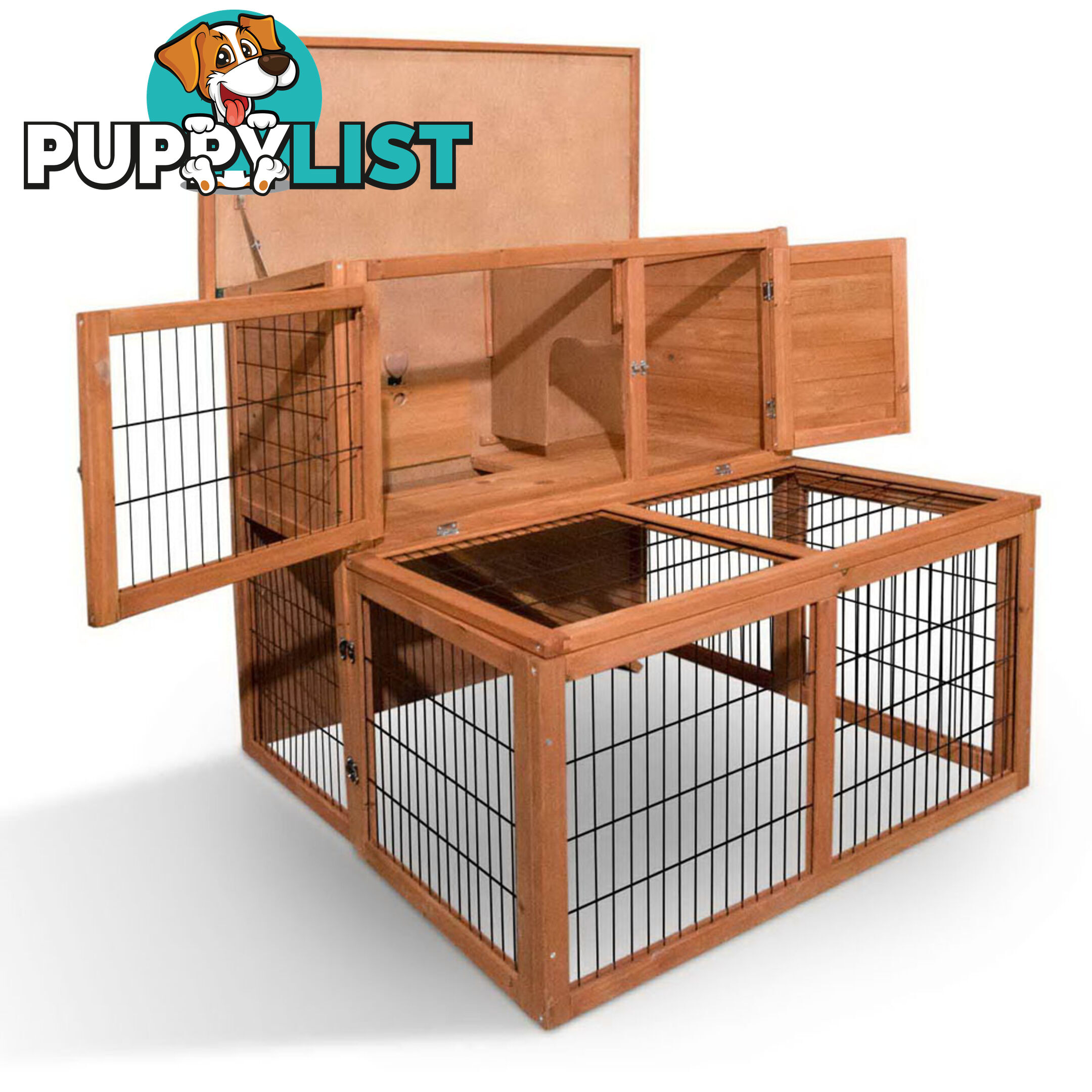 Deluxe Rabbit Cage Hutch w/ Under-Run