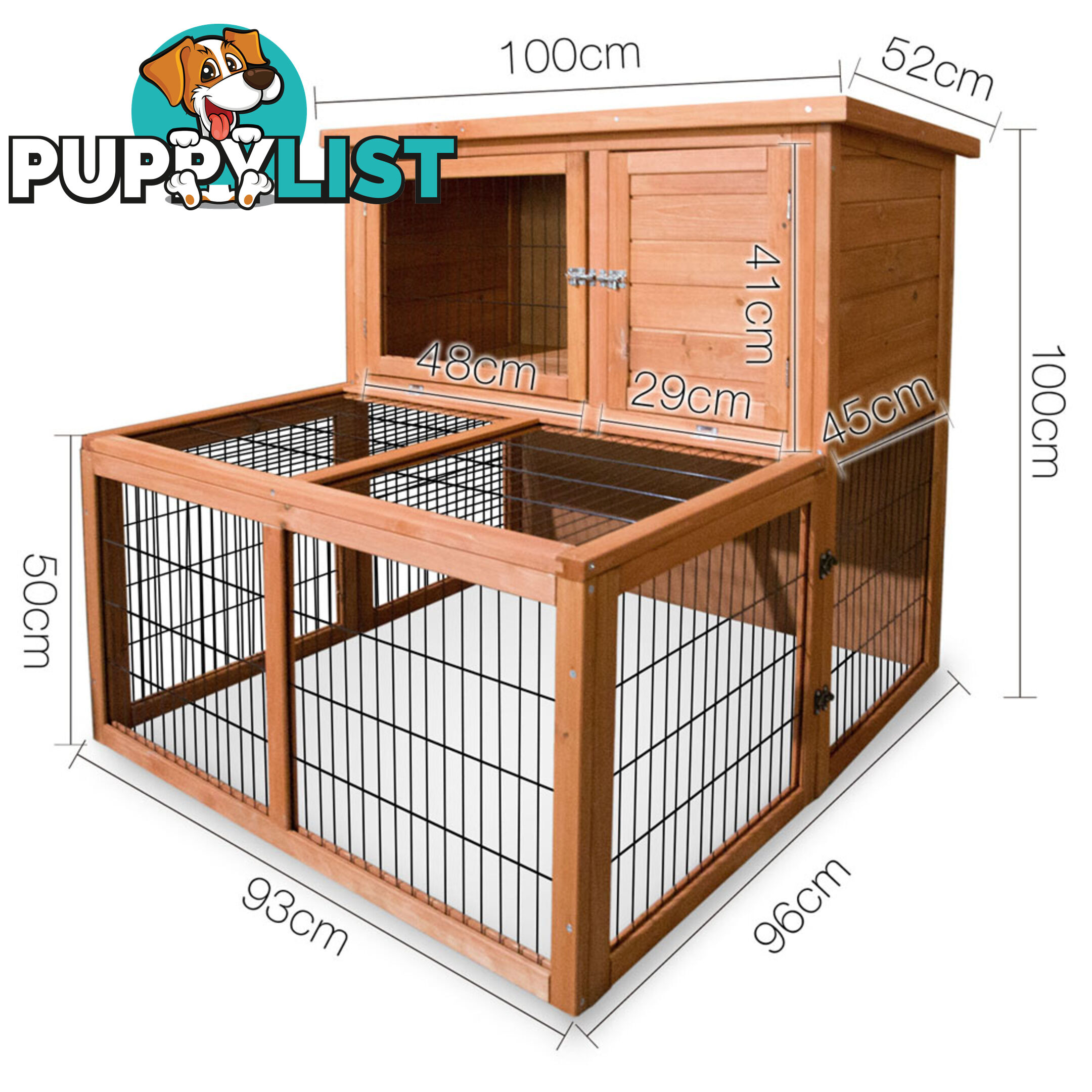 Deluxe Rabbit Cage Hutch w/ Under-Run