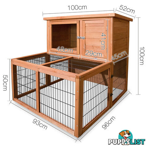 Deluxe Rabbit Cage Hutch w/ Under-Run