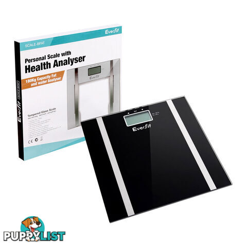 Electronic Digital Body Fat & Hydration Bathroom Glass Scale Black