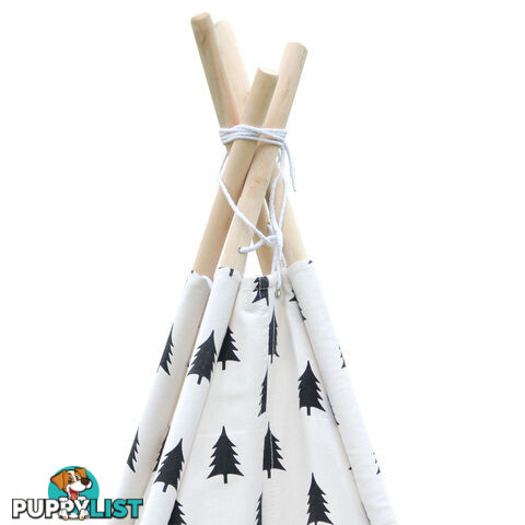 4 Poles Teepee Tent w/ Storage Bag Black White