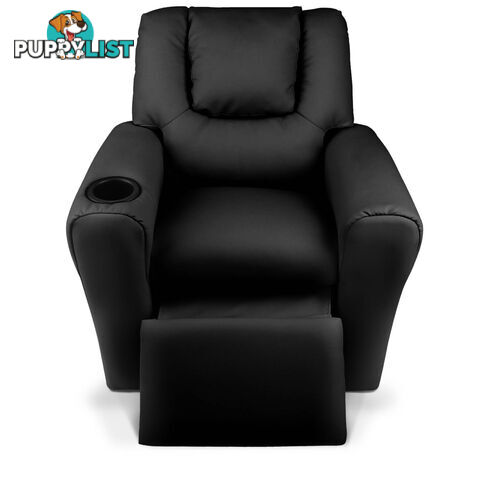 Kids Padded PU Leather Recliner Chair  - Black