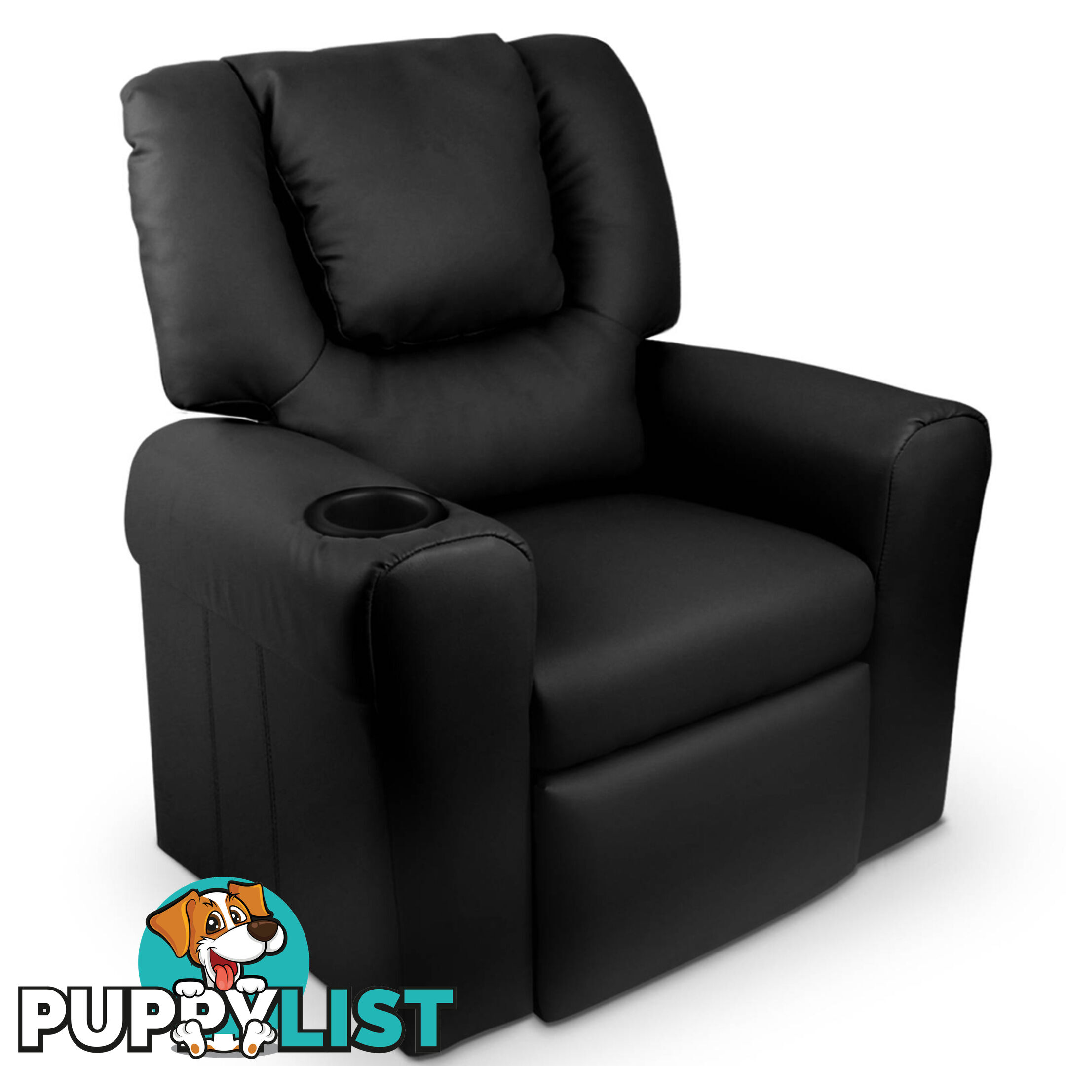 Kids Padded PU Leather Recliner Chair  - Black