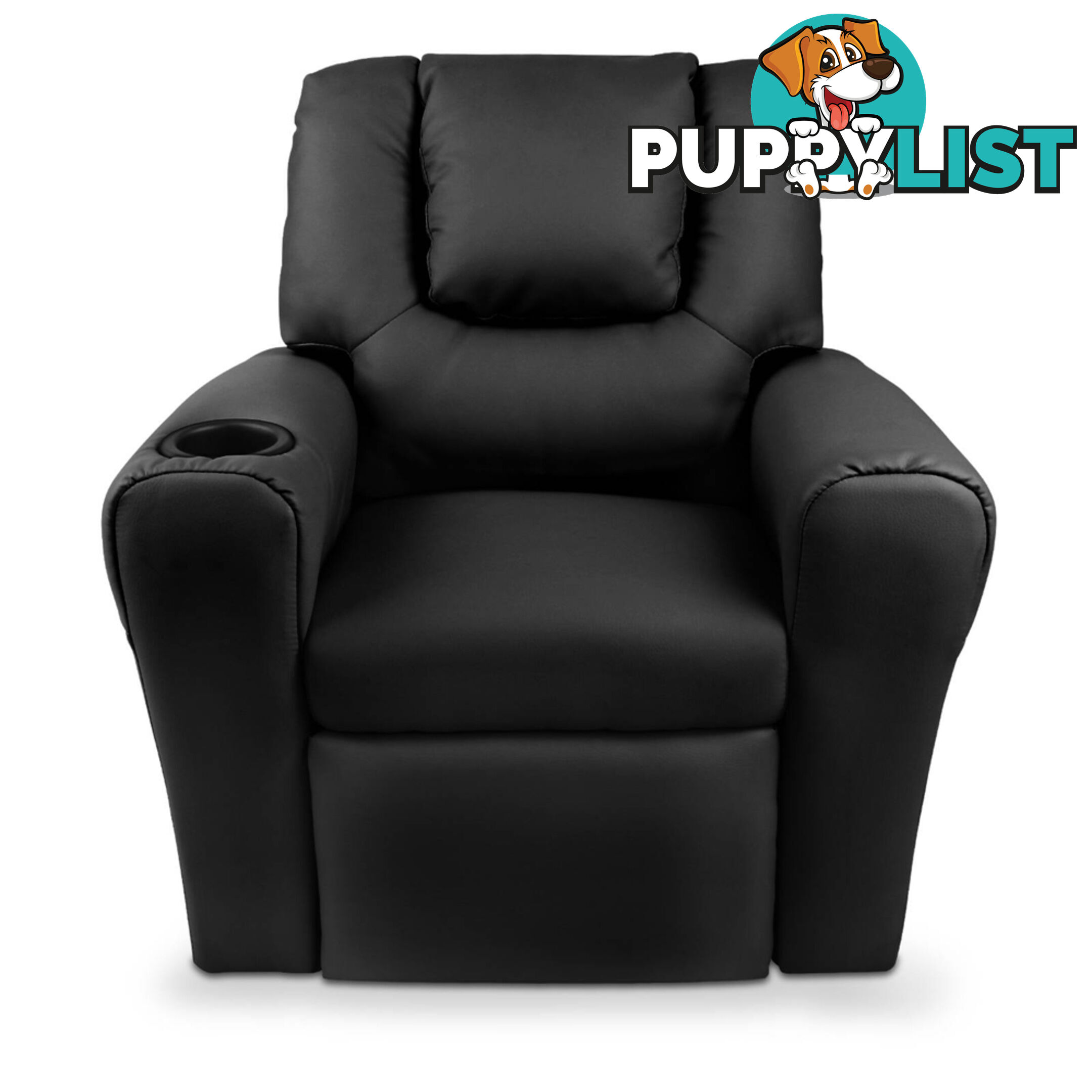 Kids Padded PU Leather Recliner Chair  - Black