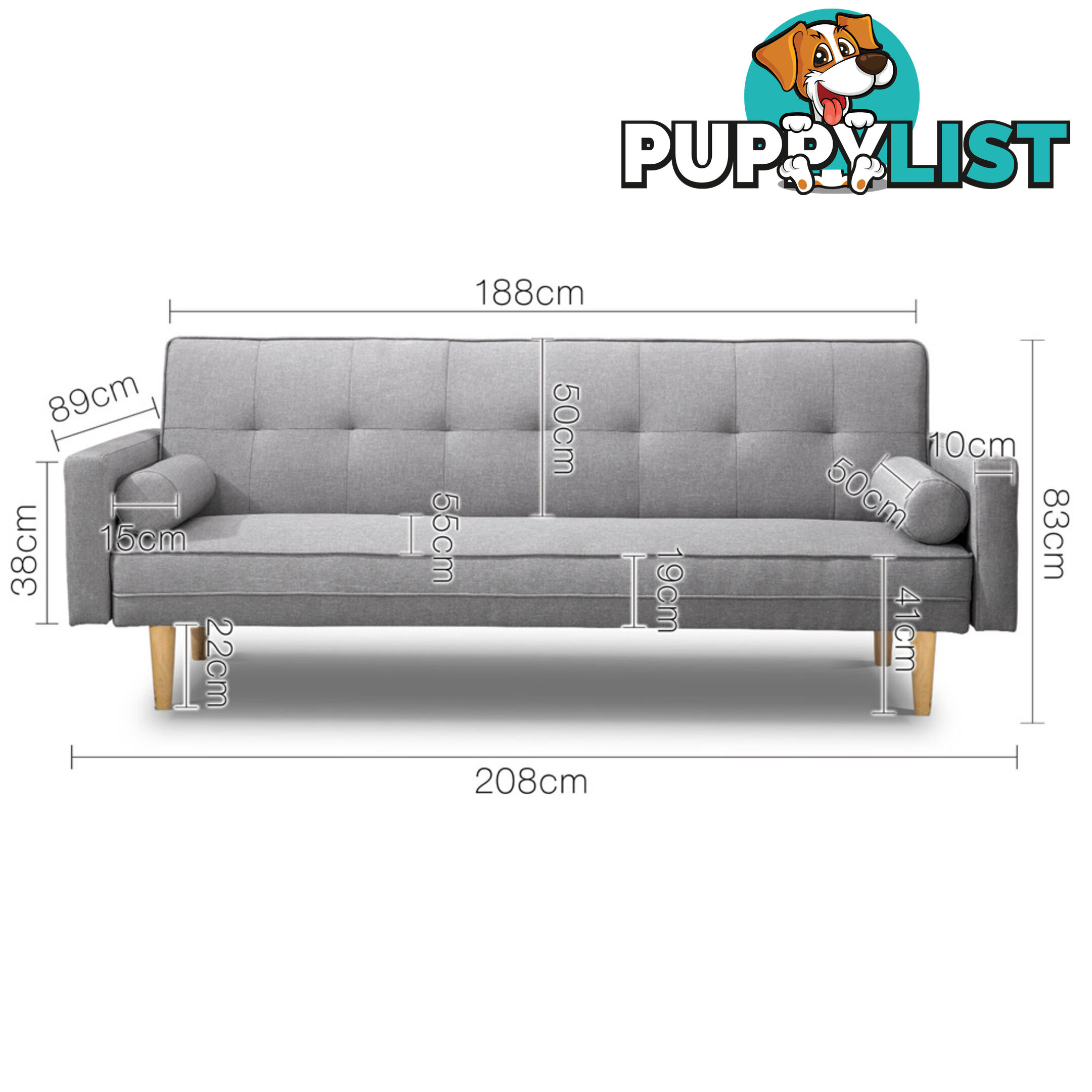 3 Seater Faux Linen Fabric Sofa