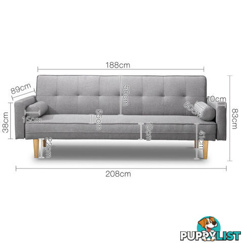 3 Seater Faux Linen Fabric Sofa