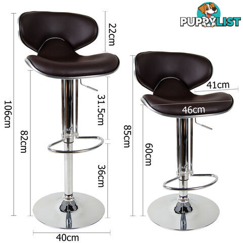 Set of 2 PU Leather Kitchen Bar Stool Chocolate