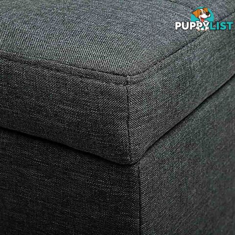 Faux Linen Ottoman Storage Foot Stool Large Black