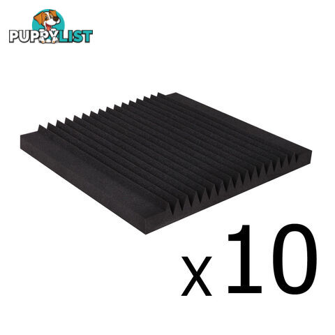 Set of 10 Studio Acoustic Foam Tile Wedge Black 50 x 50 x 5cm