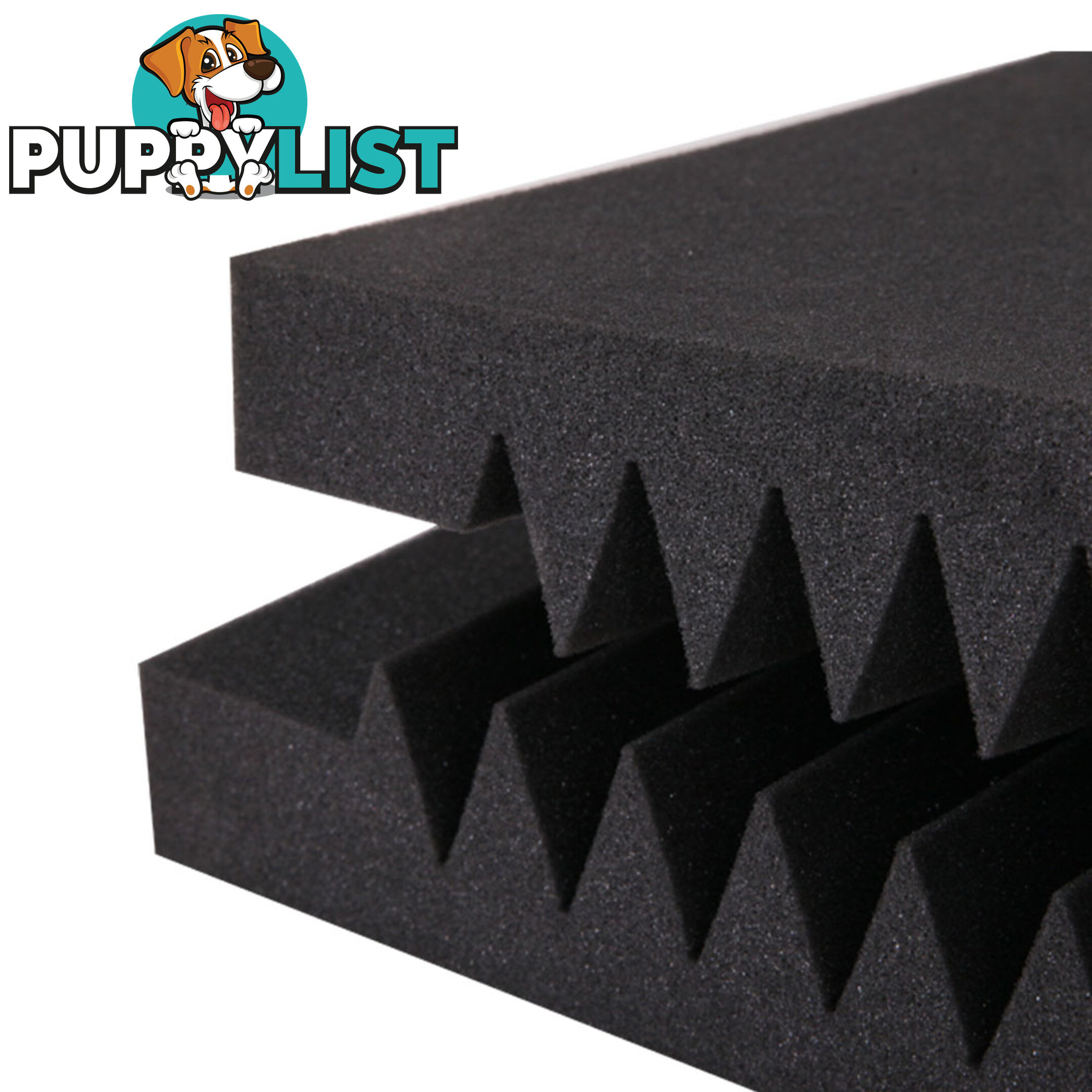 Set of 10 Studio Acoustic Foam Tile Wedge Black 50 x 50 x 5cm