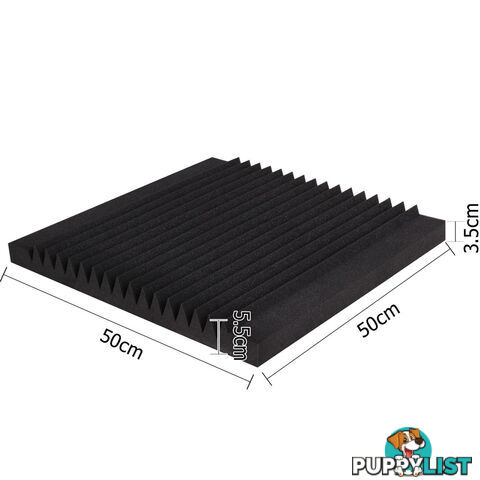 Set of 10 Studio Acoustic Foam Tile Wedge Black 50 x 50 x 5cm