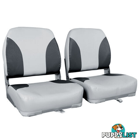 Set of 2 Swivel Folding Marine Boat Seats Grey Black