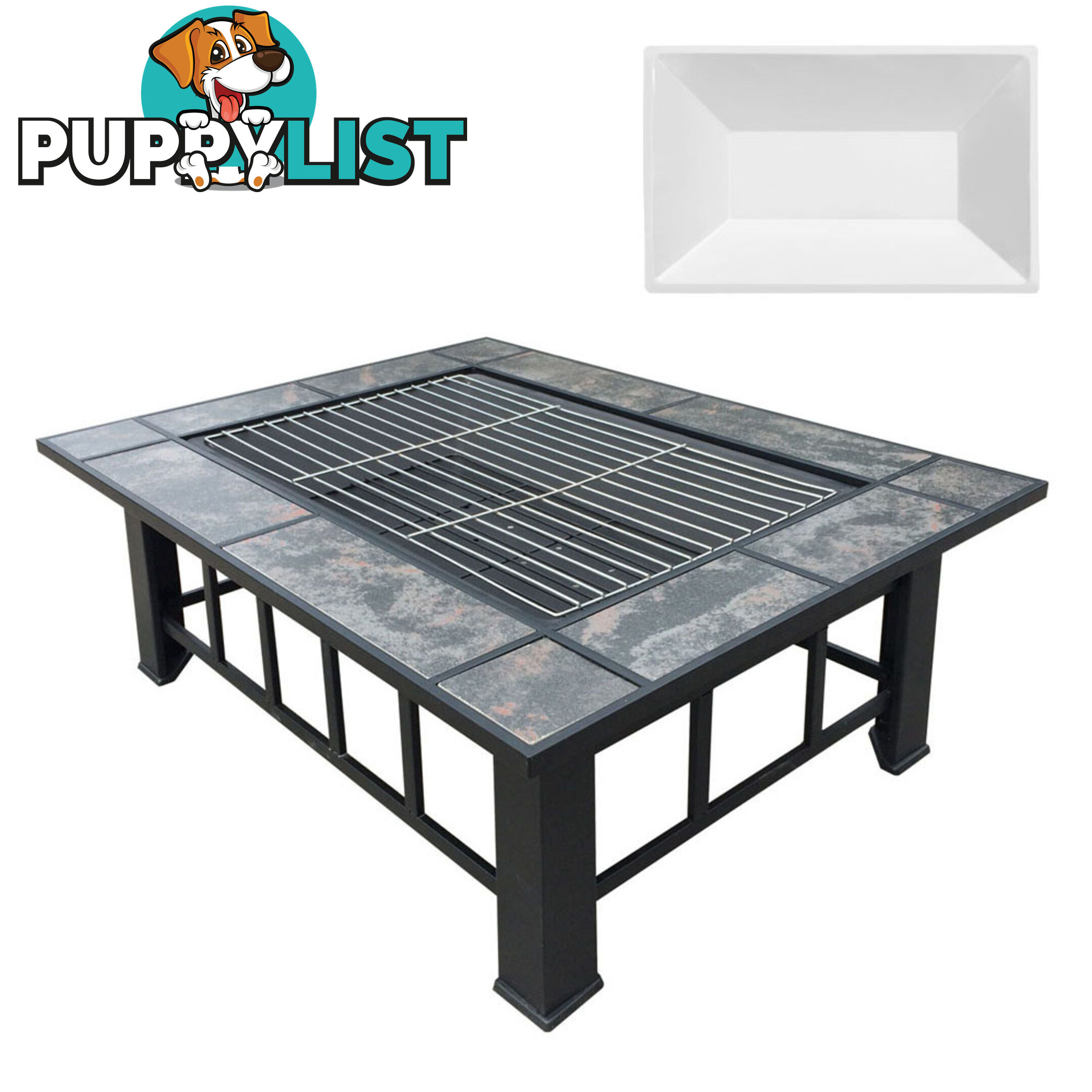 Outdoor Fire Pit BBQ Table Grill Fireplace w/ Ice Tray