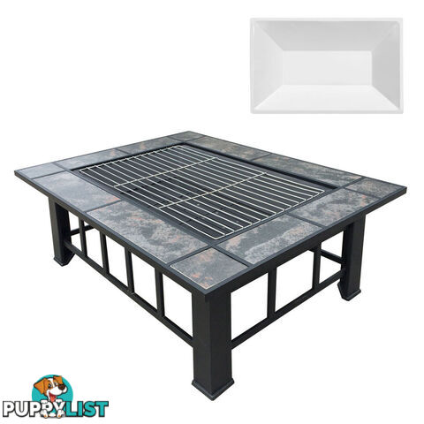 Outdoor Fire Pit BBQ Table Grill Fireplace w/ Ice Tray