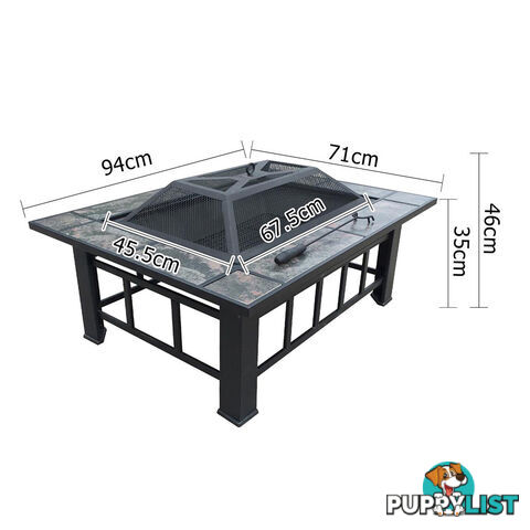 Outdoor Fire Pit BBQ Table Grill Fireplace w/ Ice Tray