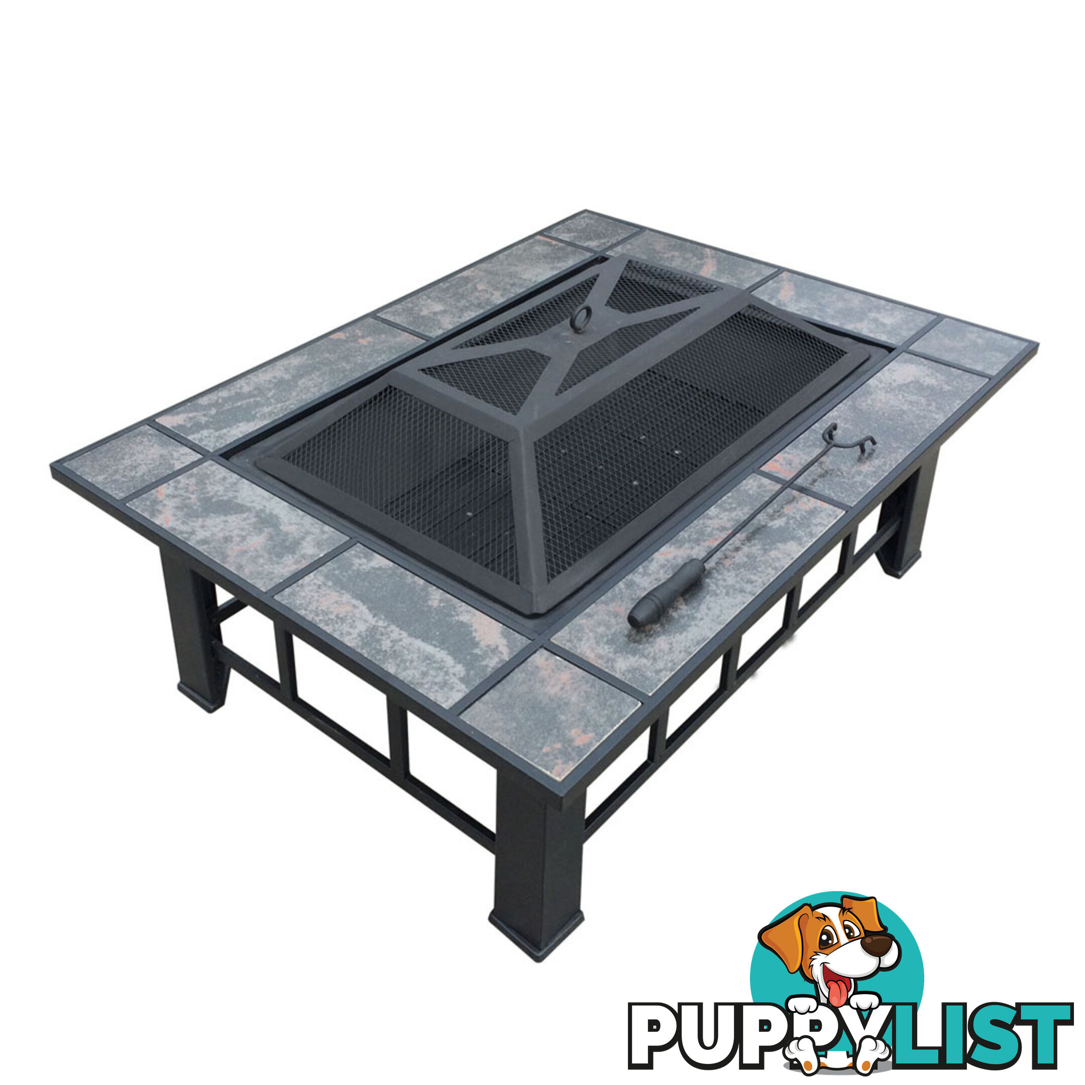 Outdoor Fire Pit BBQ Table Grill Fireplace w/ Ice Tray