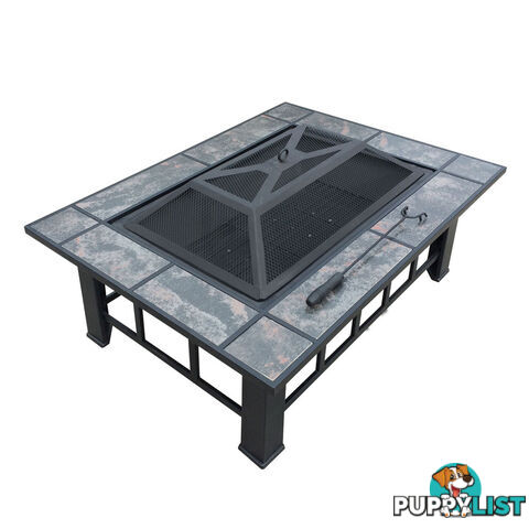 Outdoor Fire Pit BBQ Table Grill Fireplace w/ Ice Tray