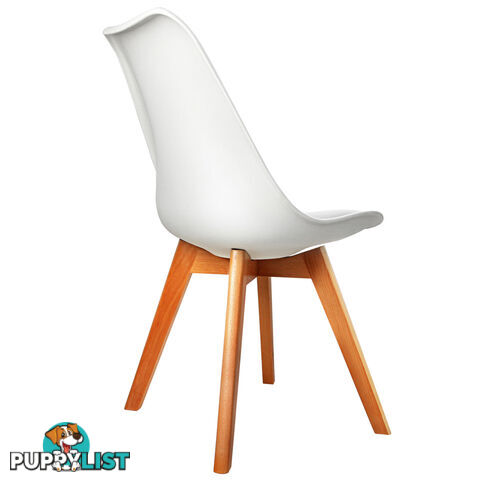 Set of 2 Dining Chair PU Leather Seat White