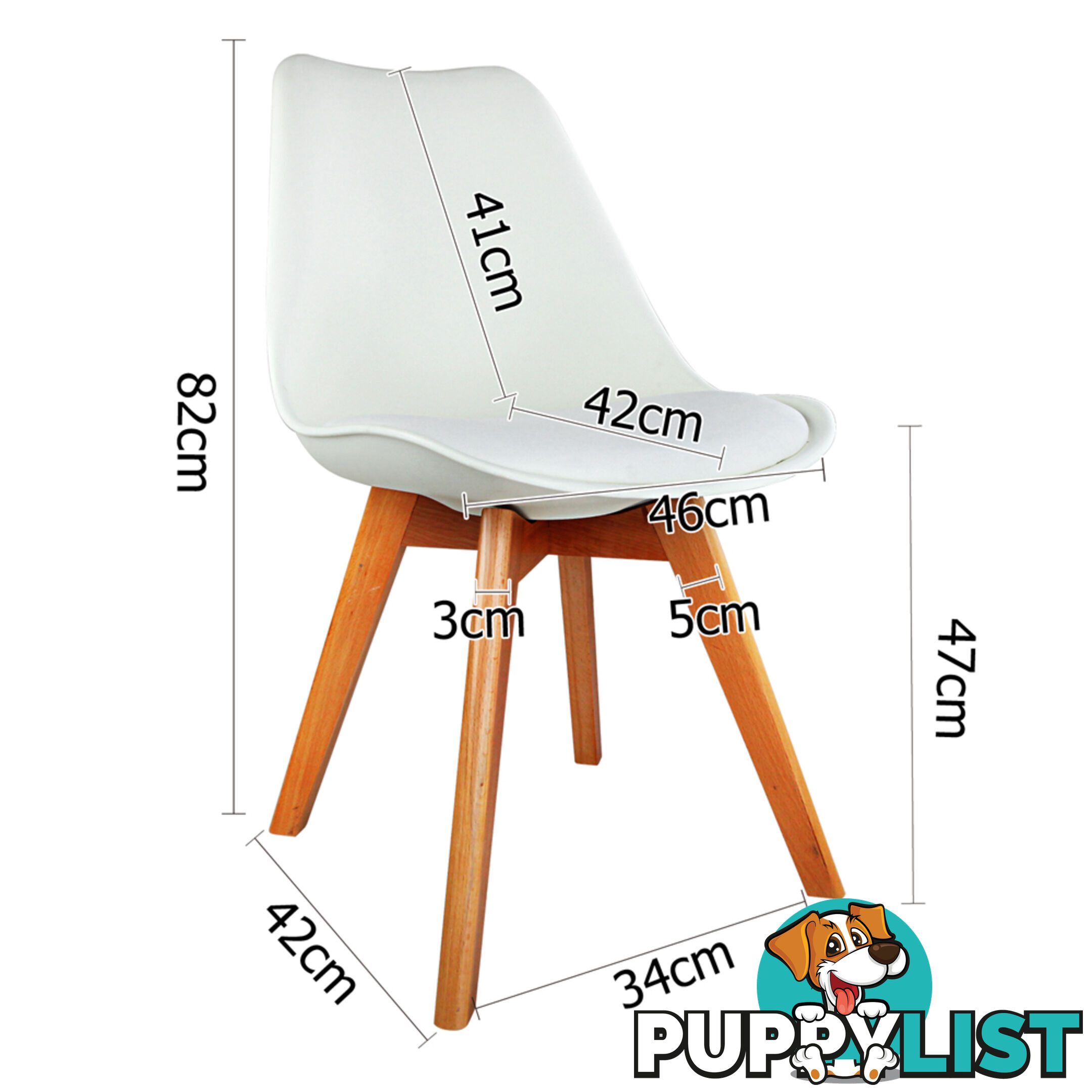 Set of 2 Dining Chair PU Leather Seat White