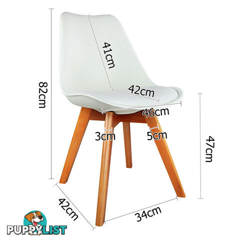 Set of 2 Dining Chair PU Leather Seat White